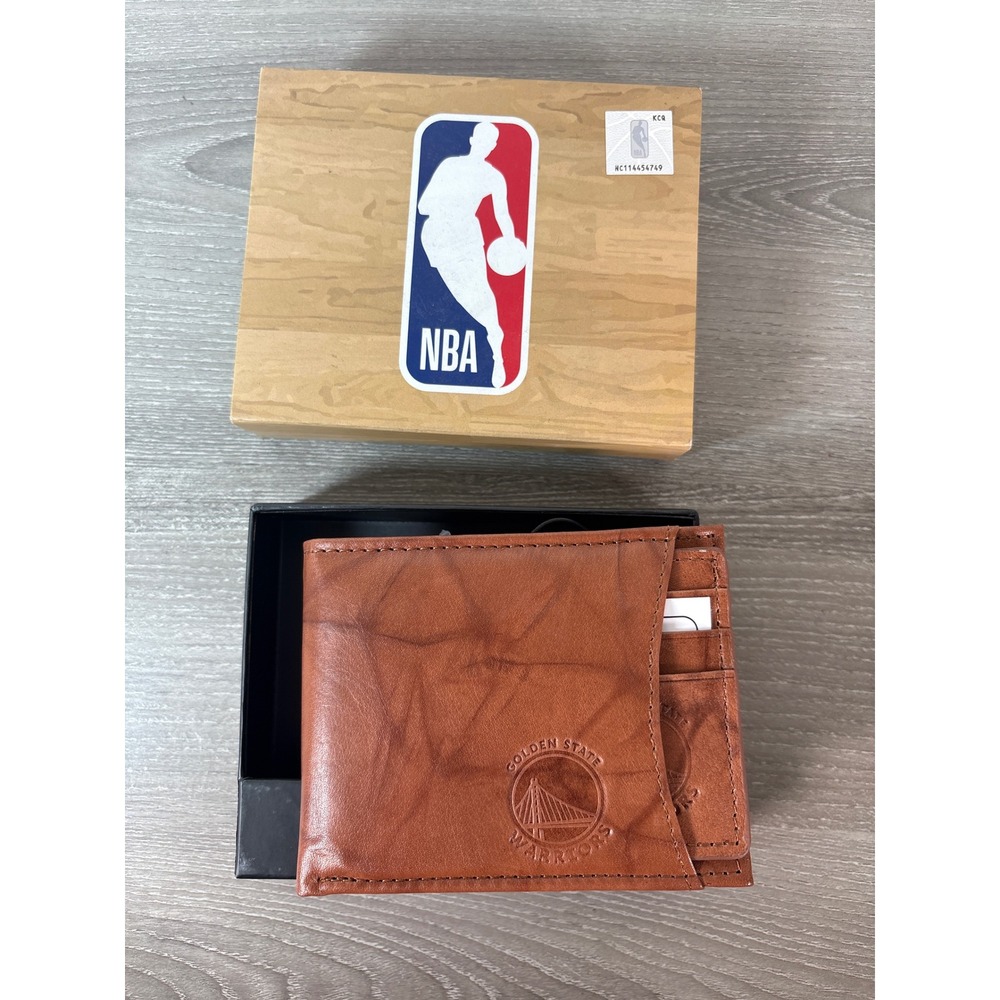 Golden State Warriors NBA Rico Industries Brown Bifold Wallet Debossed Logo New